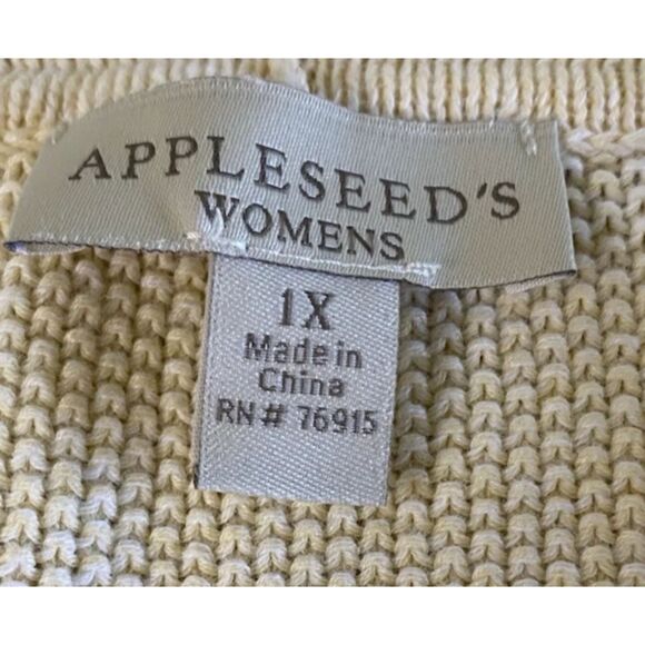 Appleseed’s Linen Blend Open Cardigan Women's 1X Yellow Sweater - Picture 8 of 10